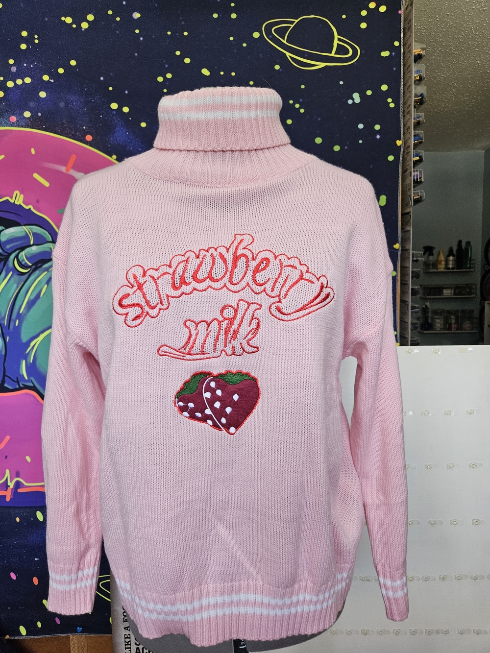 Strawberry Milk Pink Turtleneck Sweater